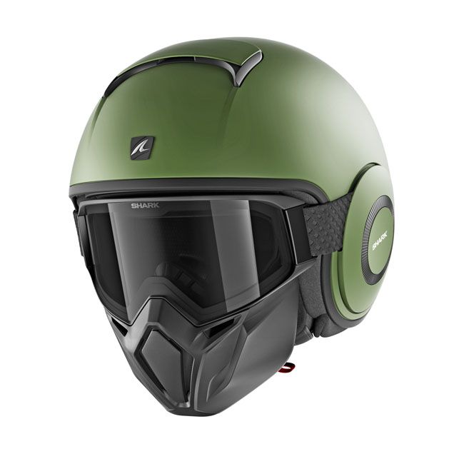 Casco moto Shark Jet Street-Drak Verde Mate - URA Moto