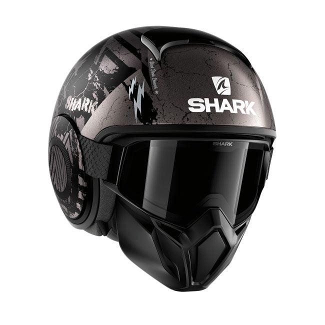 Casco moto Shark Jet Street-Drak Negro/Plata Mate - URA Moto