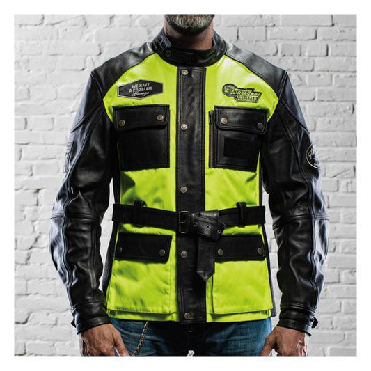 Chaqueta Moto Piel Holy Freedom Quattro Vision Neglor/Fluor - URA Moto