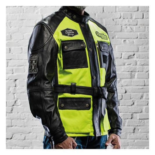 Chaqueta Moto Piel Holy Freedom Quattro Vision Neglor/Fluor - URA Moto
