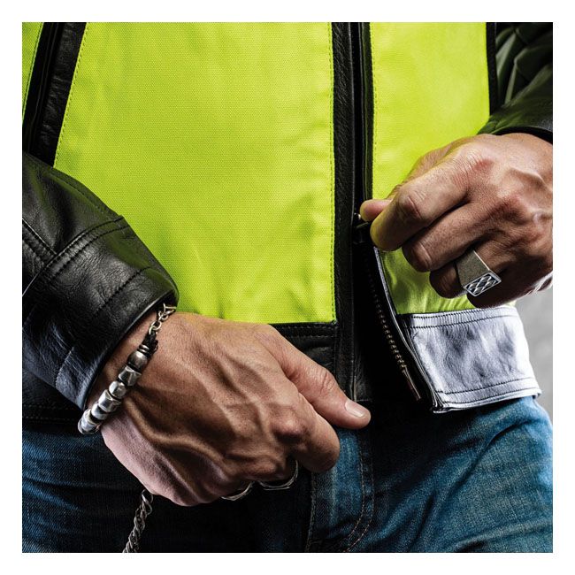 Chaqueta Moto Piel Holy Freedom Zero Vision Negro/Fluor - URA Moto