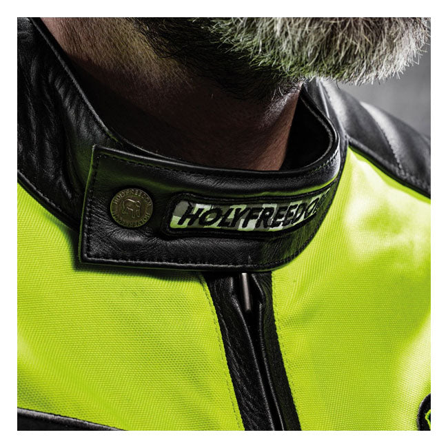 Chaqueta Moto Piel Holy Freedom Zero Vision Negro/Fluor - URA Moto