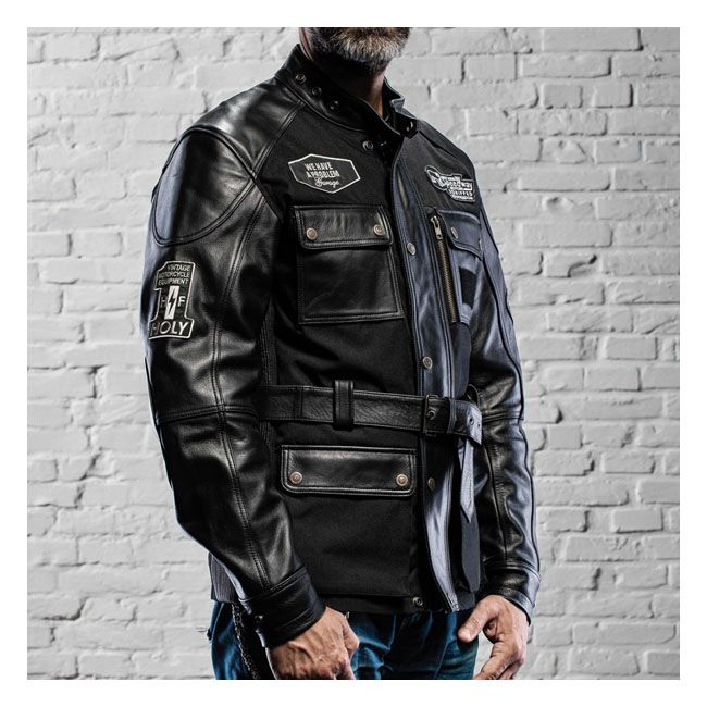 Chaqueta Moto Piel Holy Freedom Quattro TL Negra - URA Moto