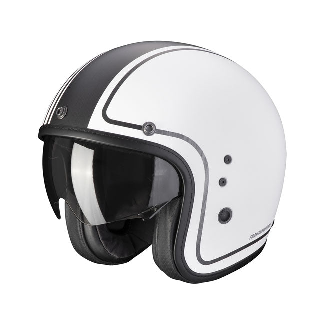 Casco Moto Scorpion Belfast Evo Retrol Mate Blanco/Gris - URA Moto
