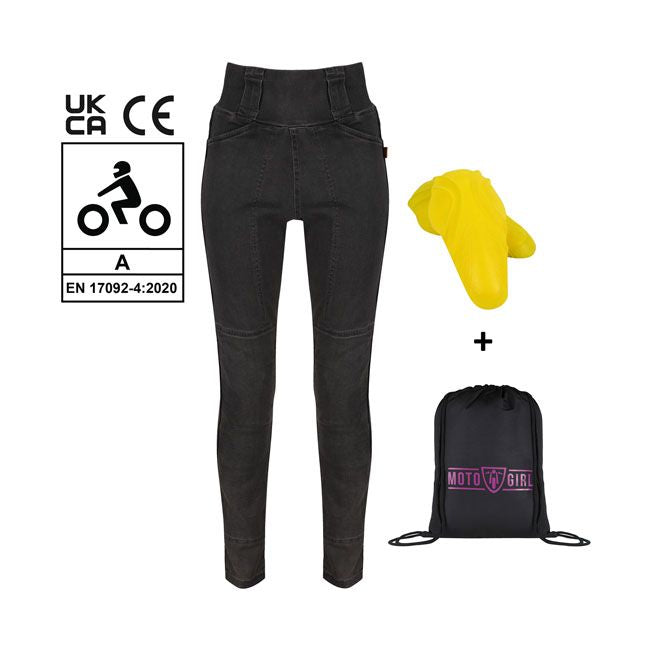 Pantalón Leggins Moto Ribbed Knee Motogirl Negro Mujer - URA Moto