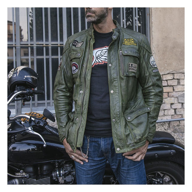 Chaqueta Moto Piel Holy Freedom Quattro Evo Verde