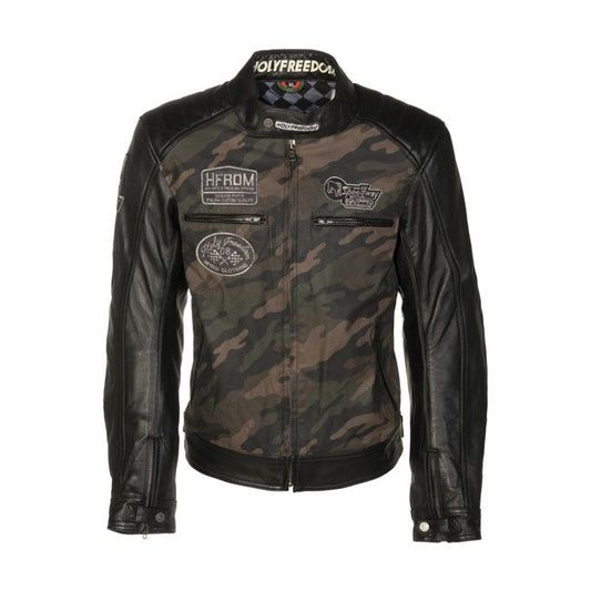 Chaqueta Moto Piel Holy Freedom Zero Camou Camuflage - URA Moto