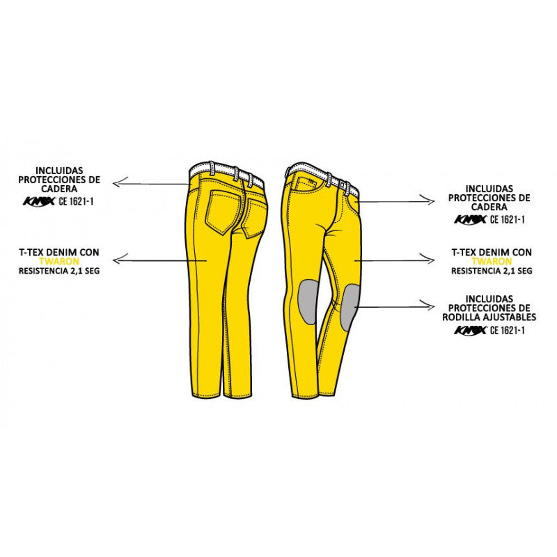 Pantalón Tejano PMJ Mujer New Rider Azul - URA Moto