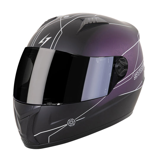 Casco Moto Stormer Integral Flora Negro-Lila - URA Moto