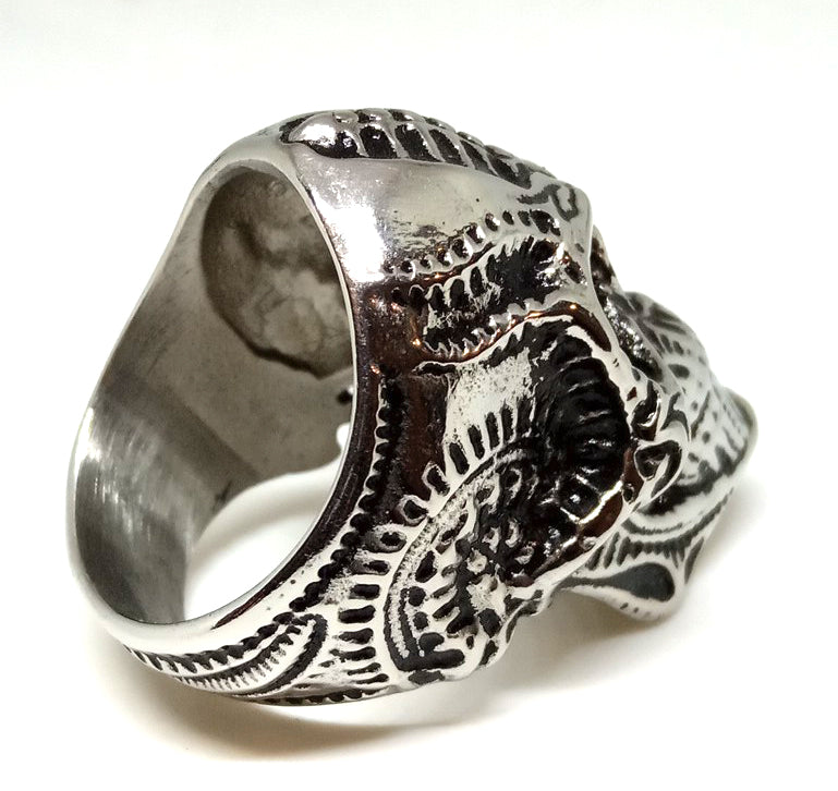 Anillo Acero Calavera Costillas en el Frontal - URA Moto
