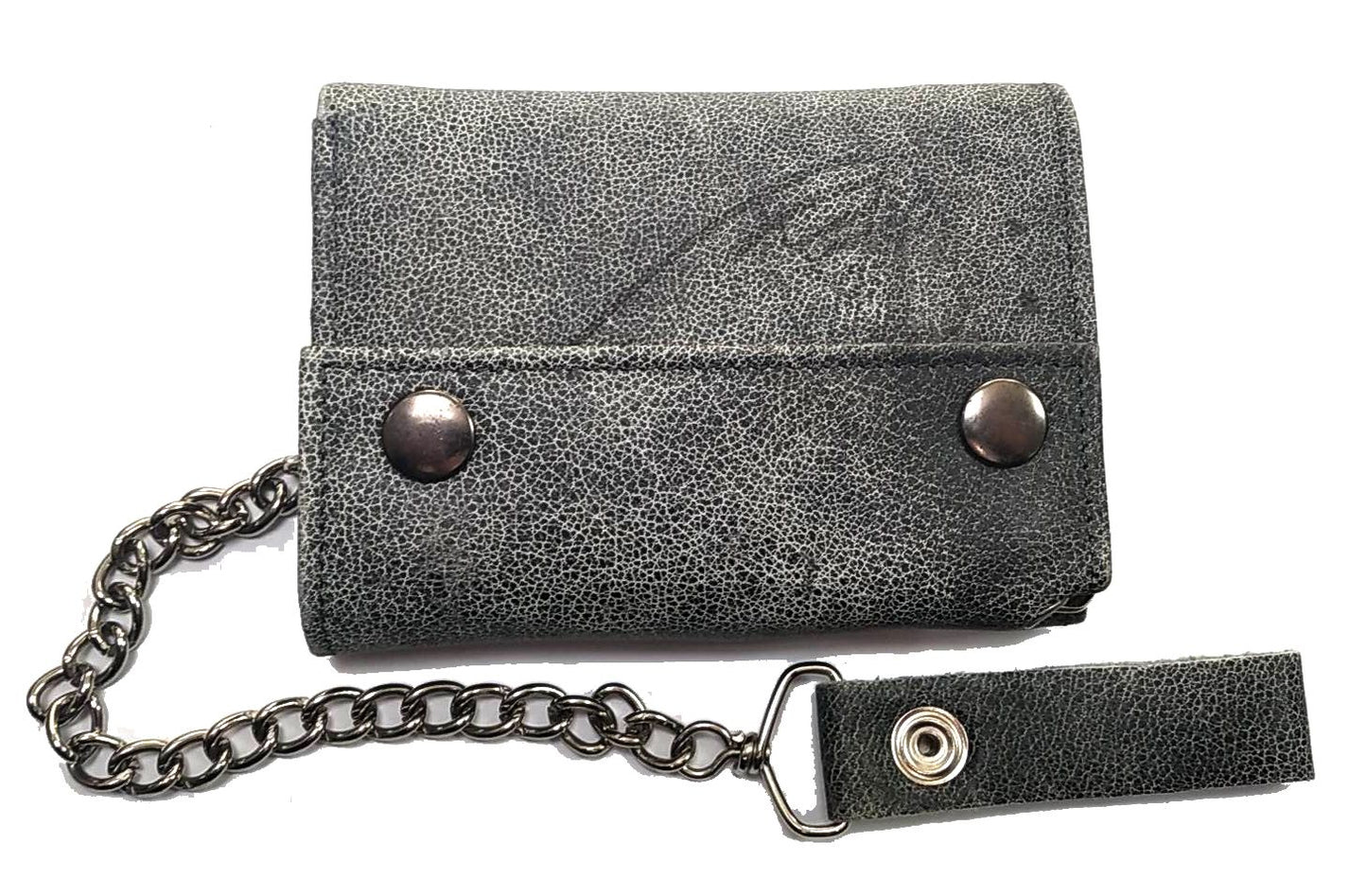 Cartera Piel con Cadena Grande Gris Old Indian - URA Moto