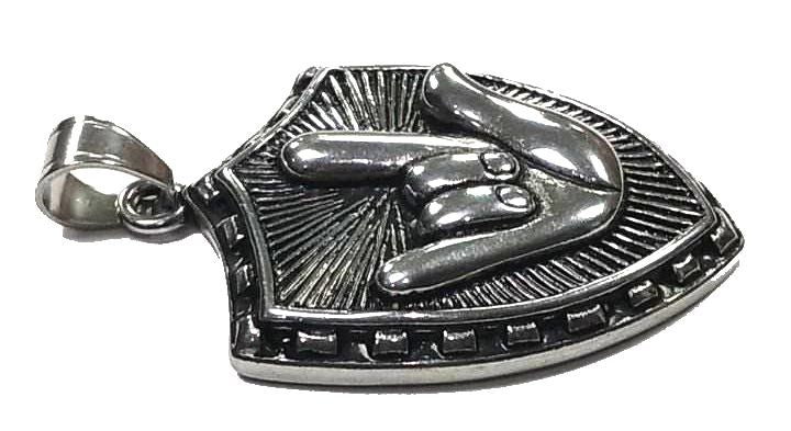 Colgante acero Escudo Cuernos Rock - URA Moto