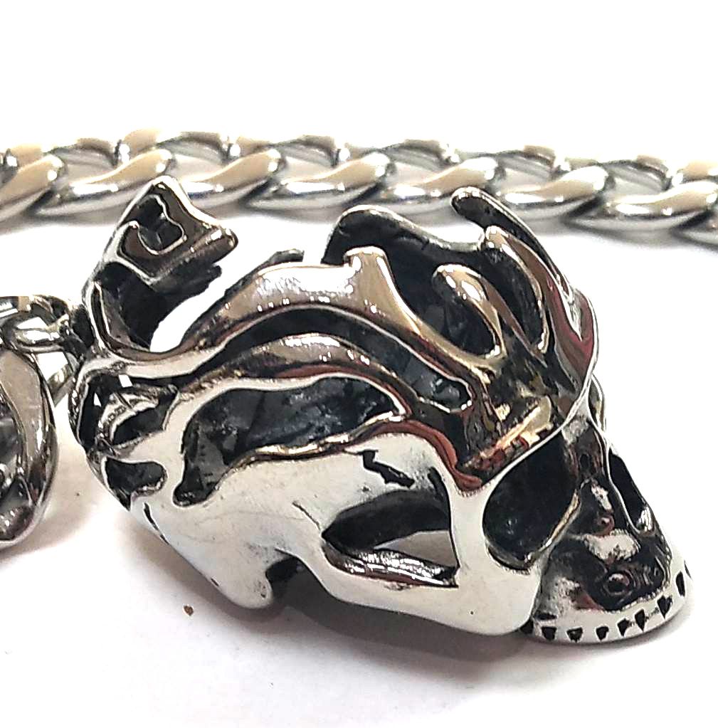 Colgante y Cadena Acero Calavera Grande Abierta (68CM) - URA Moto
