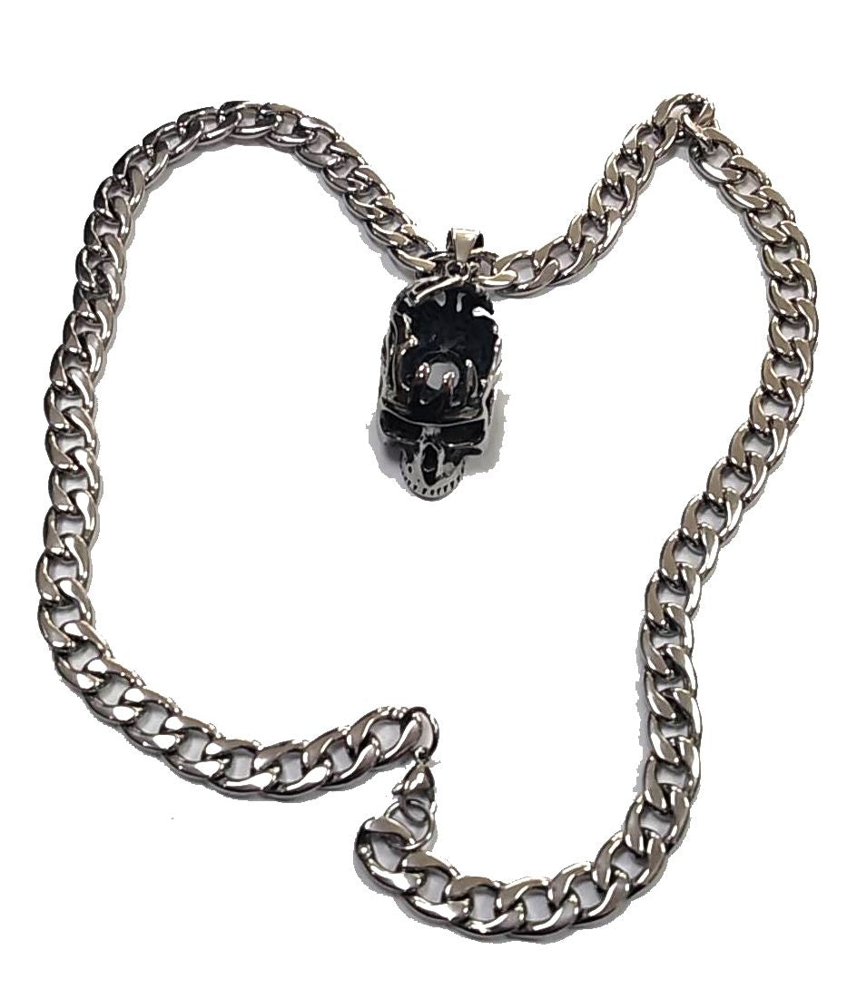 Colgante y Cadena Acero Calavera Grande Abierta (68CM) - URA Moto