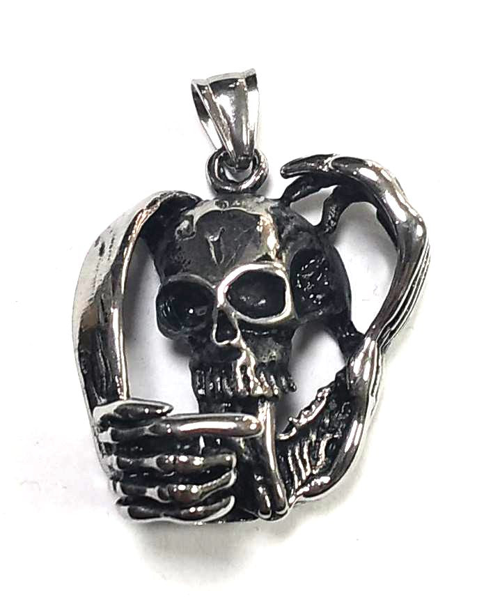 Colgante acero Calavera Manos - URA Moto