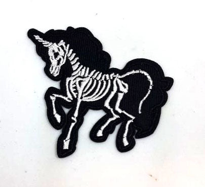Parche Bordado Unicornio Esqueleto - URA Moto
