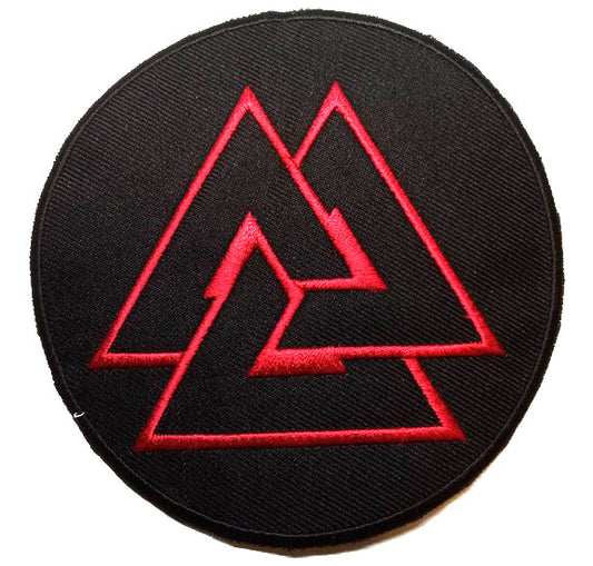 Parche Bordado Valknut rojo (Nudo de la muerte) - URA Moto