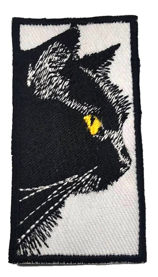 Parche Bordado Gato Negro Perfil - URA Moto