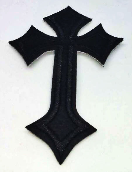 Parche Bordado Cruz Apuntada Negra - URA Moto