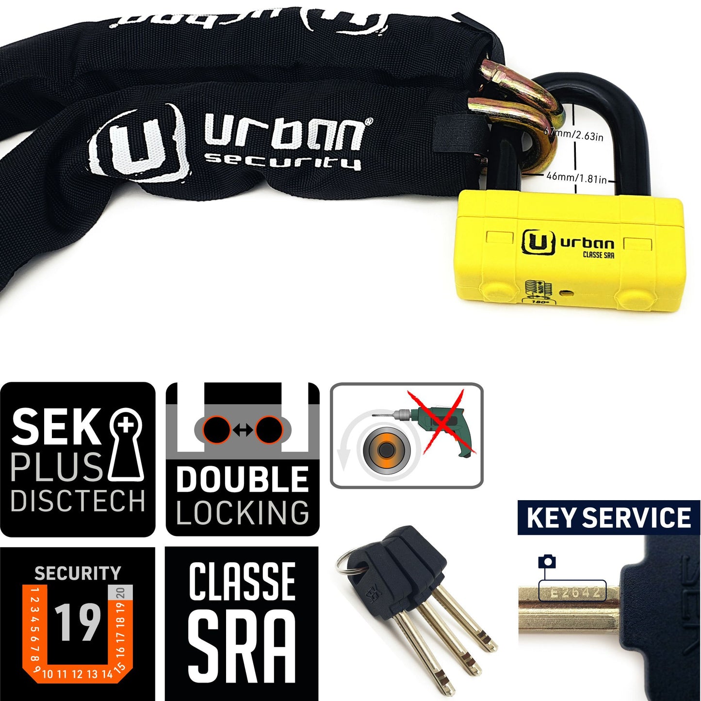 Antirrobo Moto Cadena Urban UR74100 - URA Moto