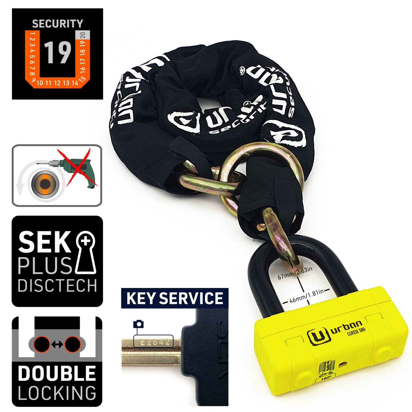 Antirrobo Moto Cadena Urban UR74120L - URA Moto