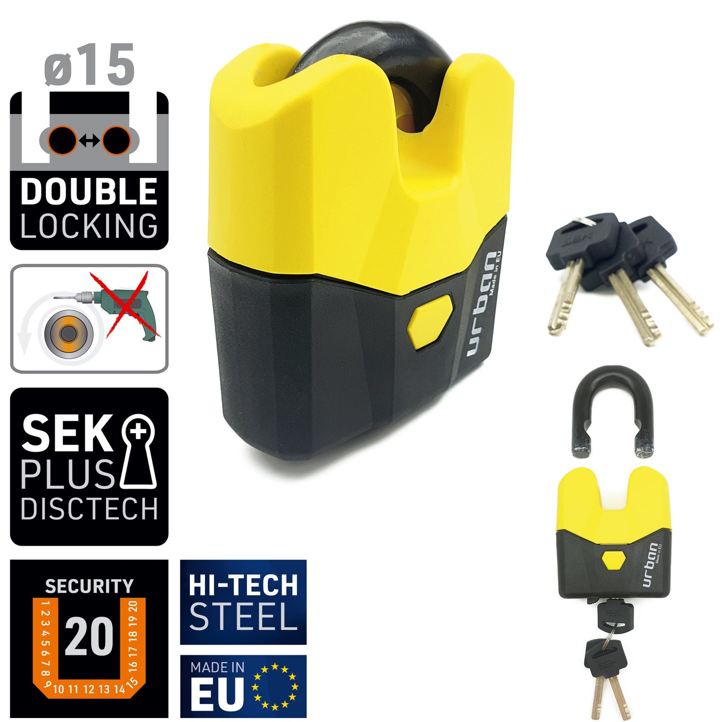 Antirrobo Moto Candado Urban U8K - URA Moto
