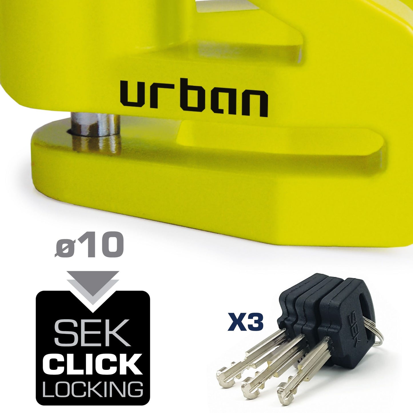 Antirrobo Moto Disco Urban UR208 Amarillo - URA Moto