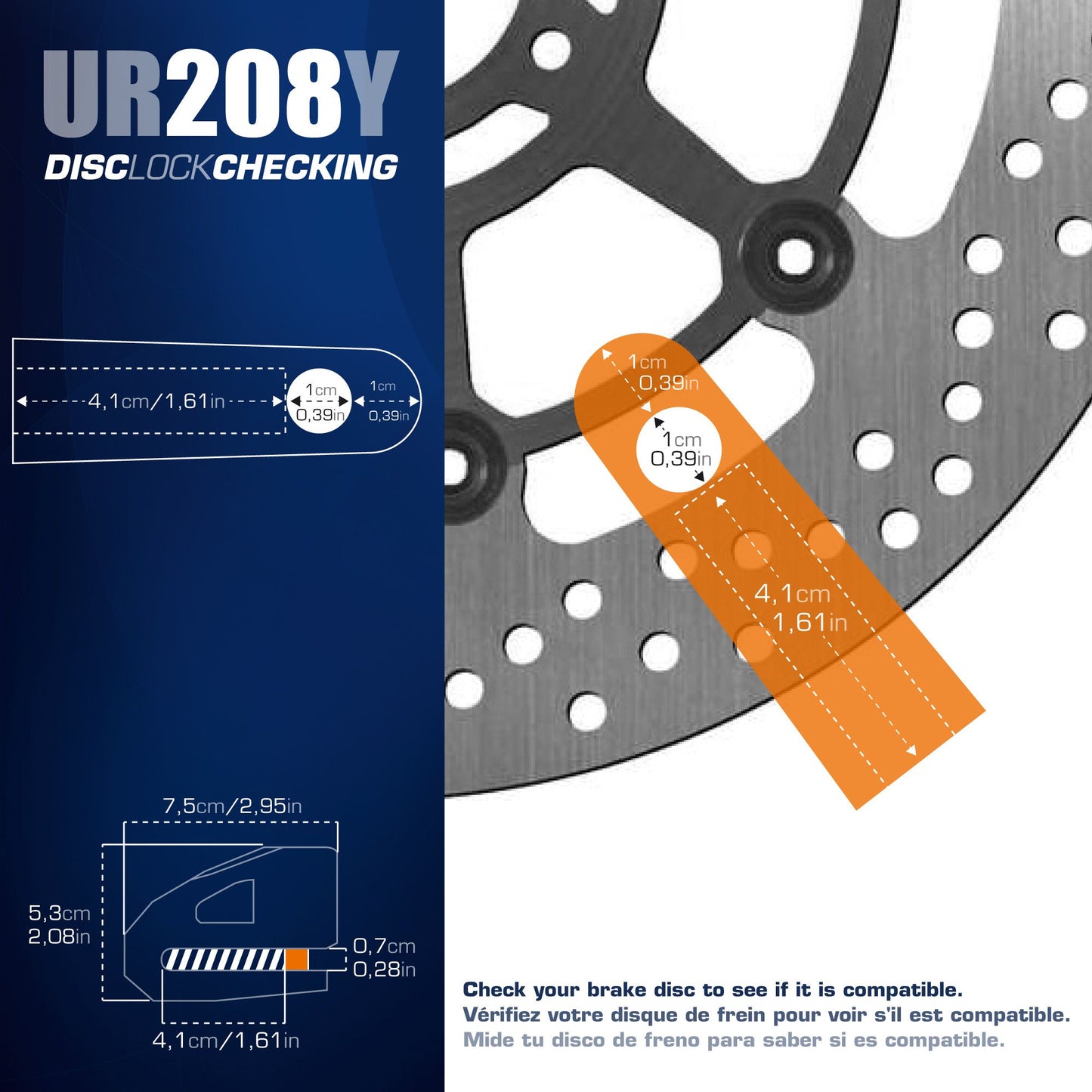 Antirrobo Moto Disco Urban UR208 Amarillo - URA Moto