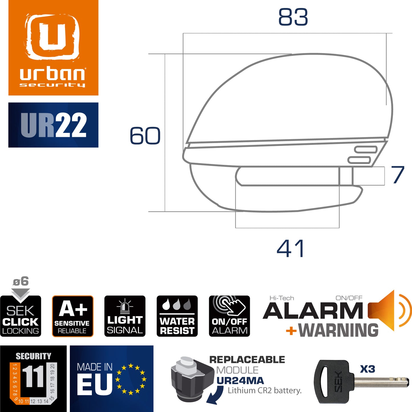 Antirrobo Alarma Moto Urban UR22 - URA Moto