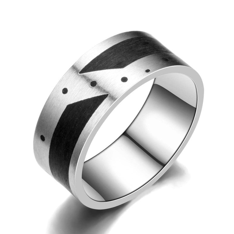 Anillo Acero Alianza Negro Central Mate Puntos Laterales - URA Moto