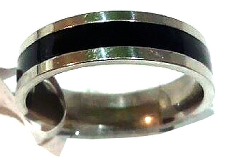 Anillo acero banda negra - URA Moto