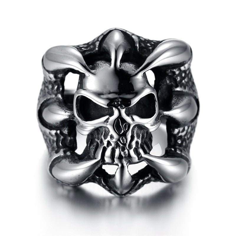 Anillo Acero Calavera Garras Escamas Laterales - URA Moto