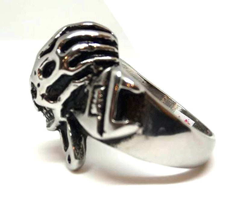 Anillo acero Calavera llamas Herramientas - URA Moto