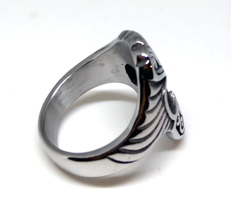 Anillo Acero Casco Espartano con Filigranas - URA Moto