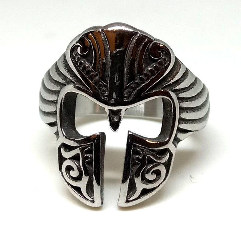 Anillo Acero Casco Espartano con Filigranas - URA Moto