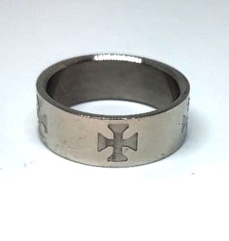 Anillo acero Cruz Malta grabada - URA Moto