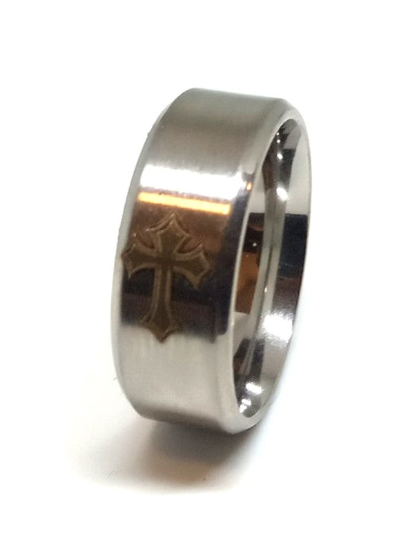 Anillo Acero Cruz medieval Templaria Cromado - URA Moto