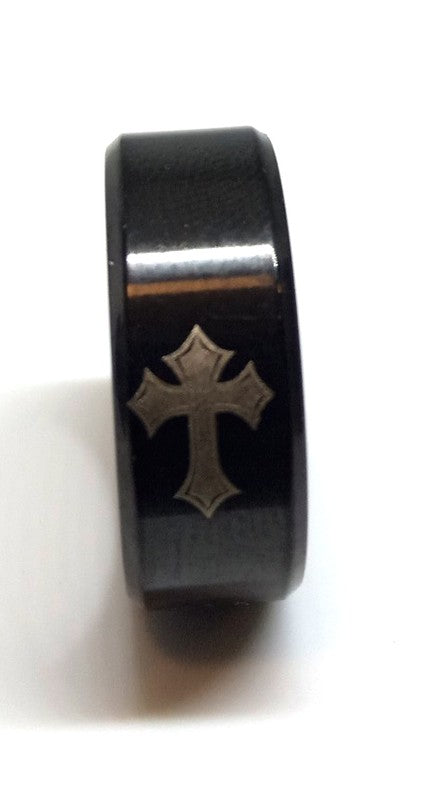 Anillo Acero Cruz medieval Templaria Negro - URA Moto
