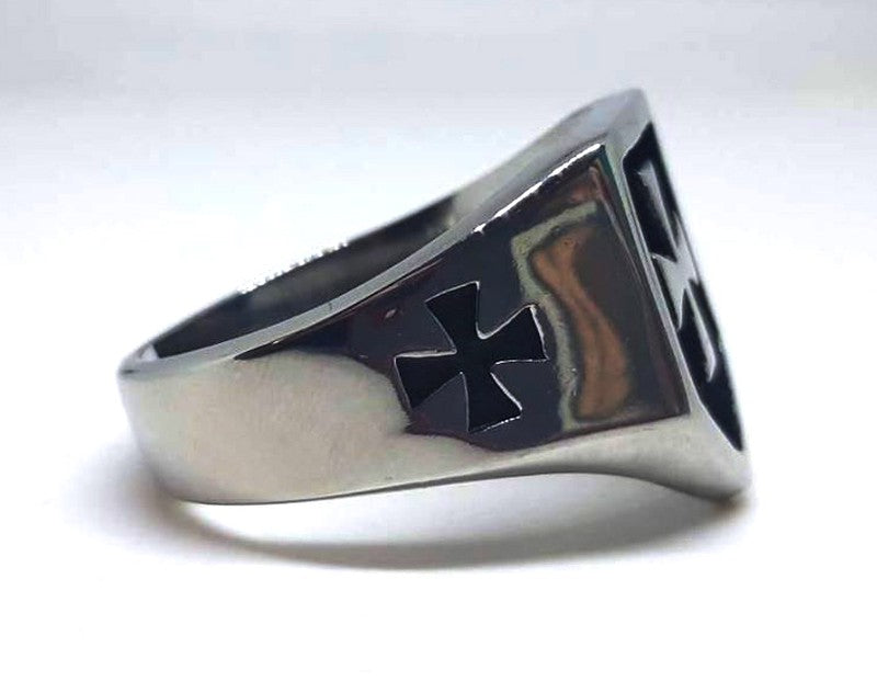Anillo acero Escudo Cruz templaria - URA Moto