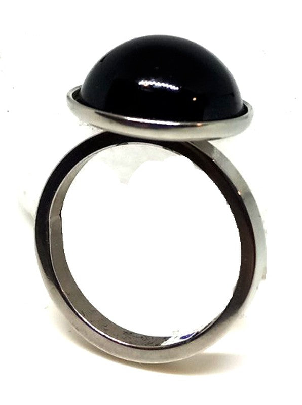 Anillo Acero Piedra Turquesa Negra - URA Moto