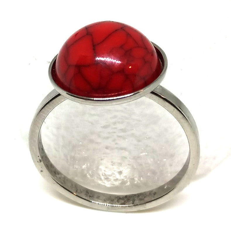 Anillo Acero Piedra Turquesa Roja - URA Moto