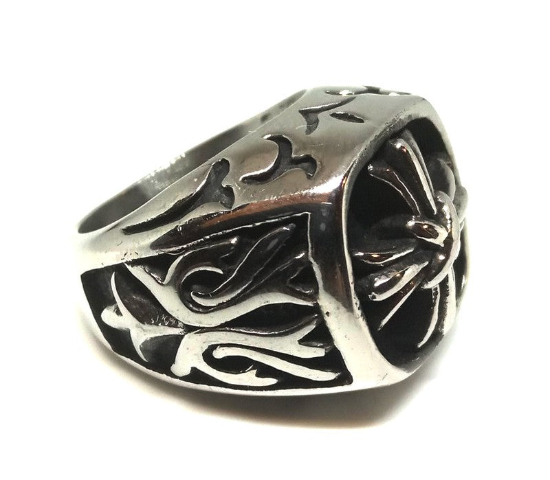 Anillo Acero Sello Cruz Catara - URA Moto