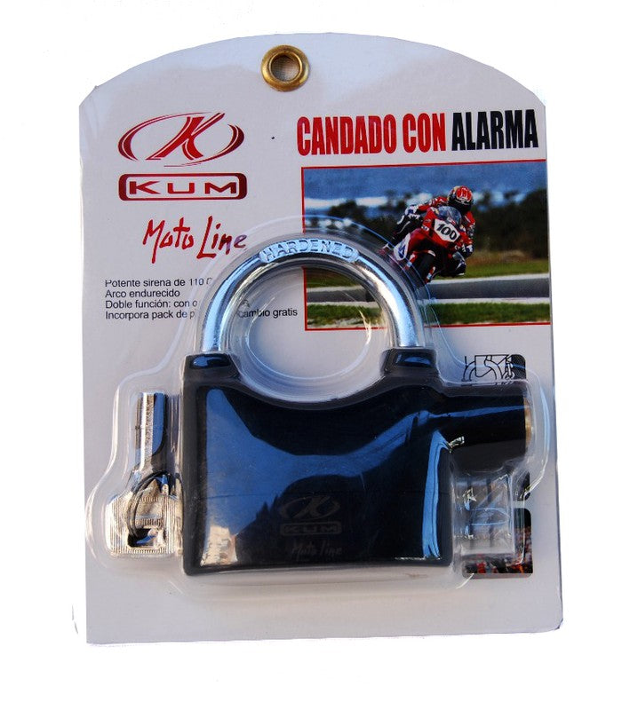 Antirrobo candado aleacion aluminio con alarma negro - URA Moto