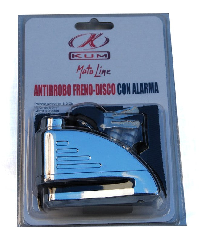 Antirrobo disco con alarma cromado - URA Moto