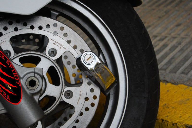 Antirrobo disco con alarma cromado - URA Moto