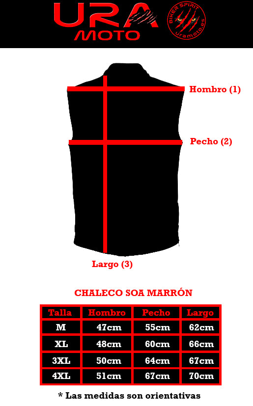 Chaleco piel SOA marrón - URA Moto