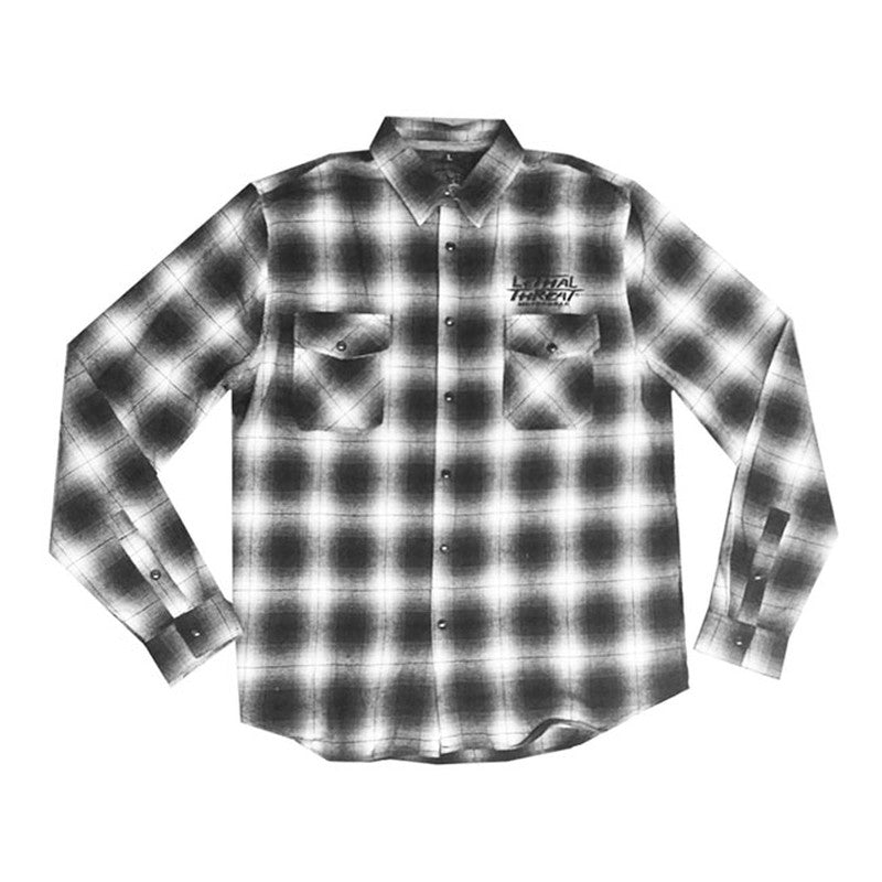 Camisa a Cuadros Lethal Threat Kustom Motorcycle Gris-Blanco - URA Moto