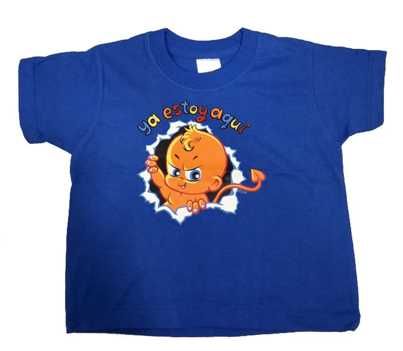 Camiseta Bebé Ya Estoy Aquí azul - URA Moto