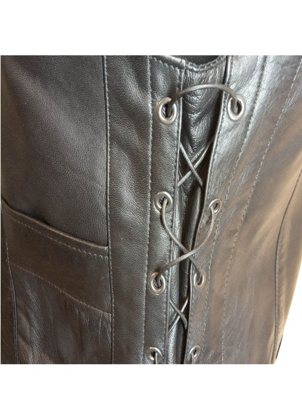 Chaleco moto piel CLASSIC mujer - URA Moto