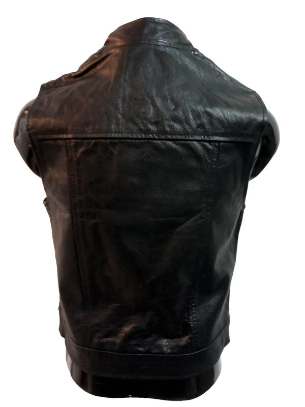 Chaleco piel moto cuello MAO - URA Moto